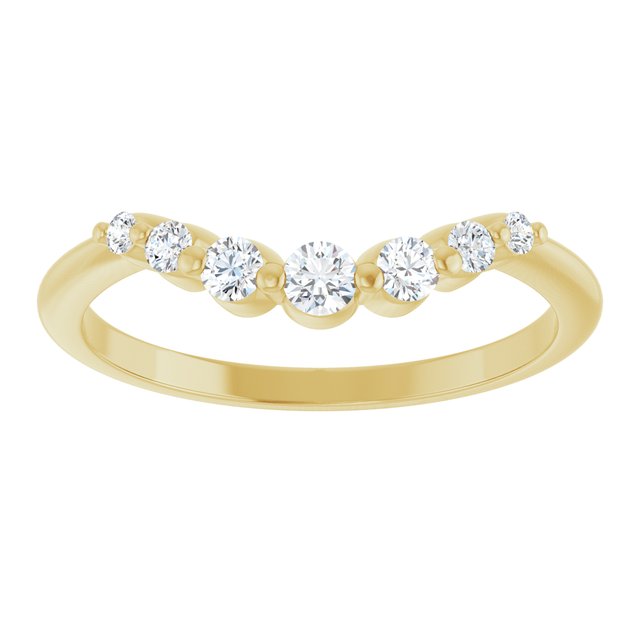 14K Yellow Gold Round 2.5 Mm Polished 1/5 Ctw Lab Grown Diamond Contour Band, Size 7