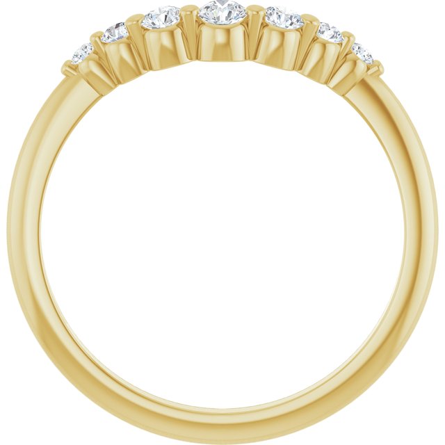 14K Yellow Gold Round 2.5 Mm Polished 1/5 Ctw Lab Grown Diamond Contour Band, Size 7