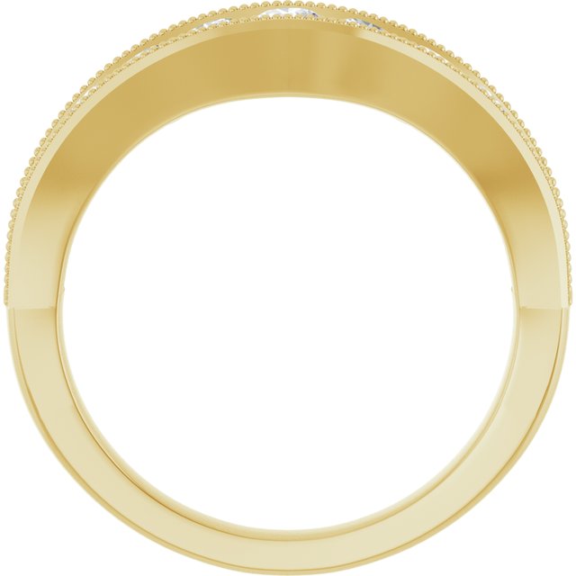 14K Yellow Gold Round 3.1 Mm Polished 3/4 Ctw Natural Diamond Contour Band, Size 7