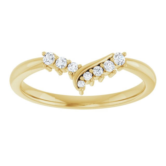 14K Yellow Gold Round 1.2 Mm Polished 1/8 Ctw Lab-Grown Diamond Contour Band, Size 7