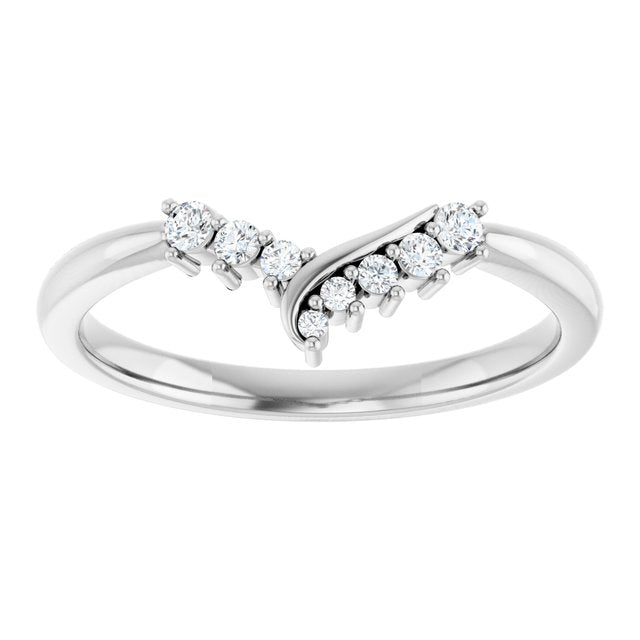 14K White Or Yellow Gold Round Polished 1/8 Ctw Natural Diamond Contour Band, Size 7