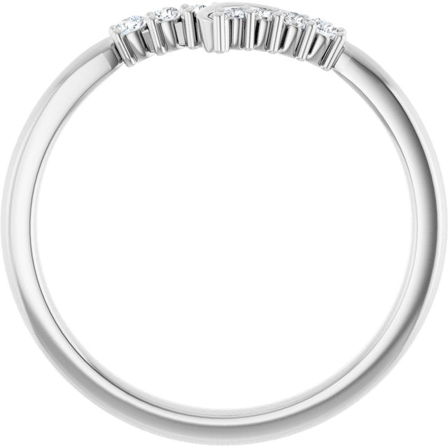 14K White Or Yellow Gold Round Polished 1/8 Ctw Natural Diamond Contour Band, Size 7