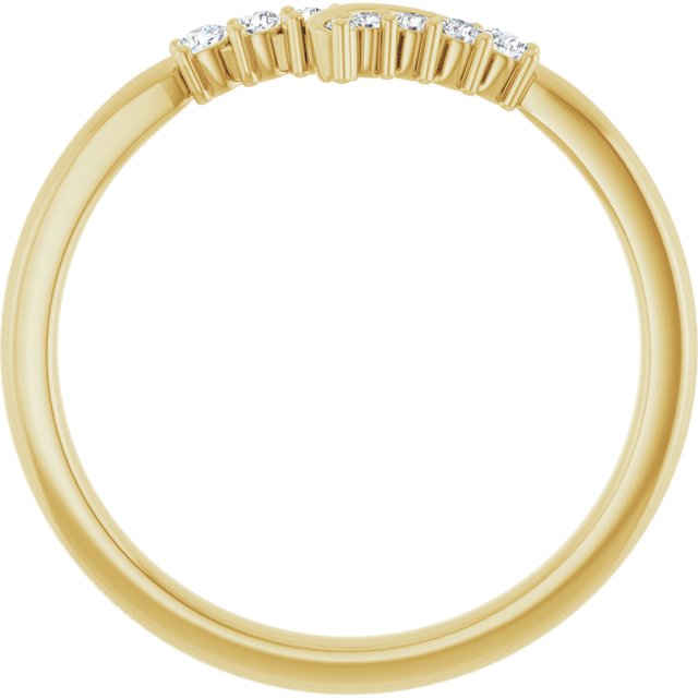 14K White Or Yellow Gold Round Polished 1/8 Ctw Natural Diamond Contour Band, Size 7