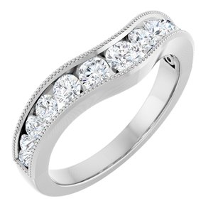 14K White Gold Round 3.1 Mm Polished 3/4 Ctw Lab-Grown Diamond Contour Band Size 7