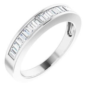 14K White Gold Straight Baguette 2.4 X 1.2 Mm G-H Si2 1/2 Ctw Natural Diamond Anniversary Band Size 8