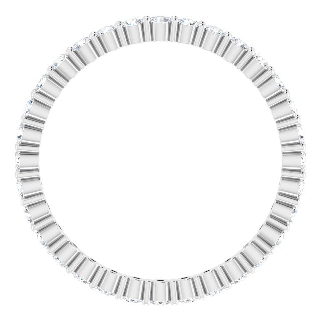14K White Gold Round 1.5 Mm Si2-Si3, G-H Polished 1/2 Ctw Natural Diamond Eternity Band, Size 8.5