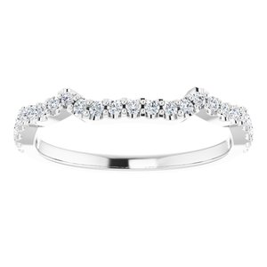 14K White Gold Round 1.3 Mm Polished 1/5 Ctw Natural Diamond Matching Band Size 7