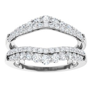14K White Gold Round 2.4 Mm F+ Vs 1 Ctw Lab-Grown Diamond Double Row Ring Guard Size 7