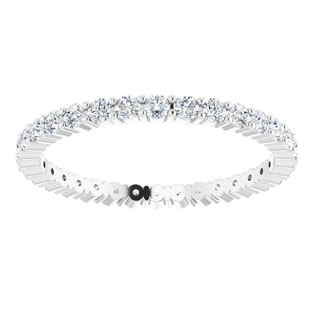 14K White Gold Round 1.5 Mm Si2-Si3, G-H Polished 1/2 Ctw Natural Diamond Eternity Band, Size 8.5
