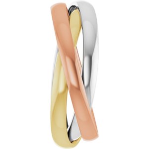 14K Yellow Or White Or Rose Gold Three-Piece Rolling Band