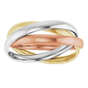 14K White/Yellow/Rose Gold 3-Band Rolling Ring Size 6