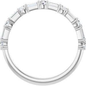 14K White Gold Straight Baguette 3 X 1.25 Mm Polished 1/2 Ctw Lab-Grown Diamond Anniversary Band Size 7