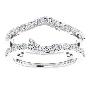 14K White Gold Round Polished 1/2 Ctw Natural Diamond Ring Guard Size 7