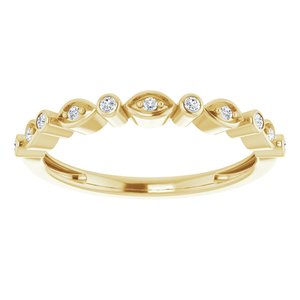 14K Yellow Gold Round Polished 1/8 Ctw Natural Diamond Stackable Anniversary Band Size 4.5