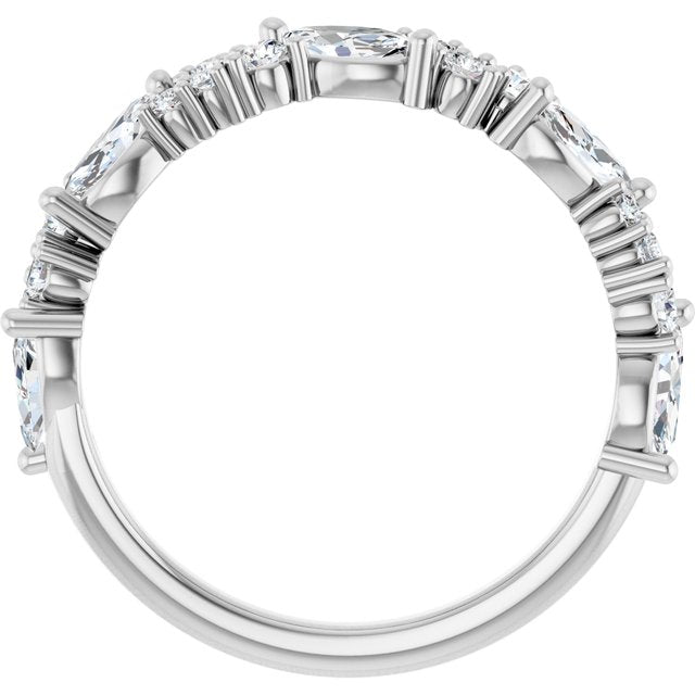 14K White Or Rose Gold Marquise 5 X 2.5 Mm Polished 7/8 Ctw Natural Diamond Anniversary Band, Size 7