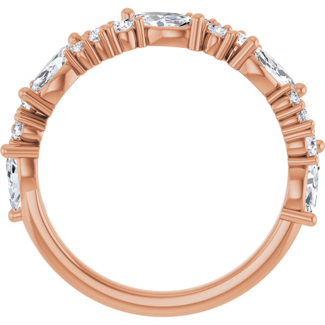 14K White Or Rose Gold Marquise 5 X 2.5 Mm Polished 7/8 Ctw Natural Diamond Anniversary Band, Size 7