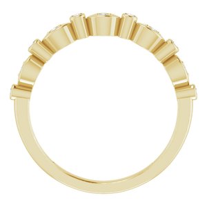 14K Yellow Gold Round Polished 1/8 Ctw Natural Diamond Stackable Anniversary Band Size 4.5