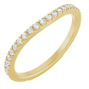 14K Yellow Gold Natural Diamond Round 1.3 Mm Polished 1/3 Ctw Daimond French-Set Matching Band Size 7