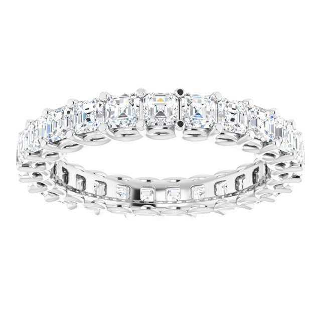 14K White Gold Asscher 2.6 X 2.6 Mm Vs, Ghi Polished 2 1/2 Ctw Natural Diamond Eternity Band, Size 7
