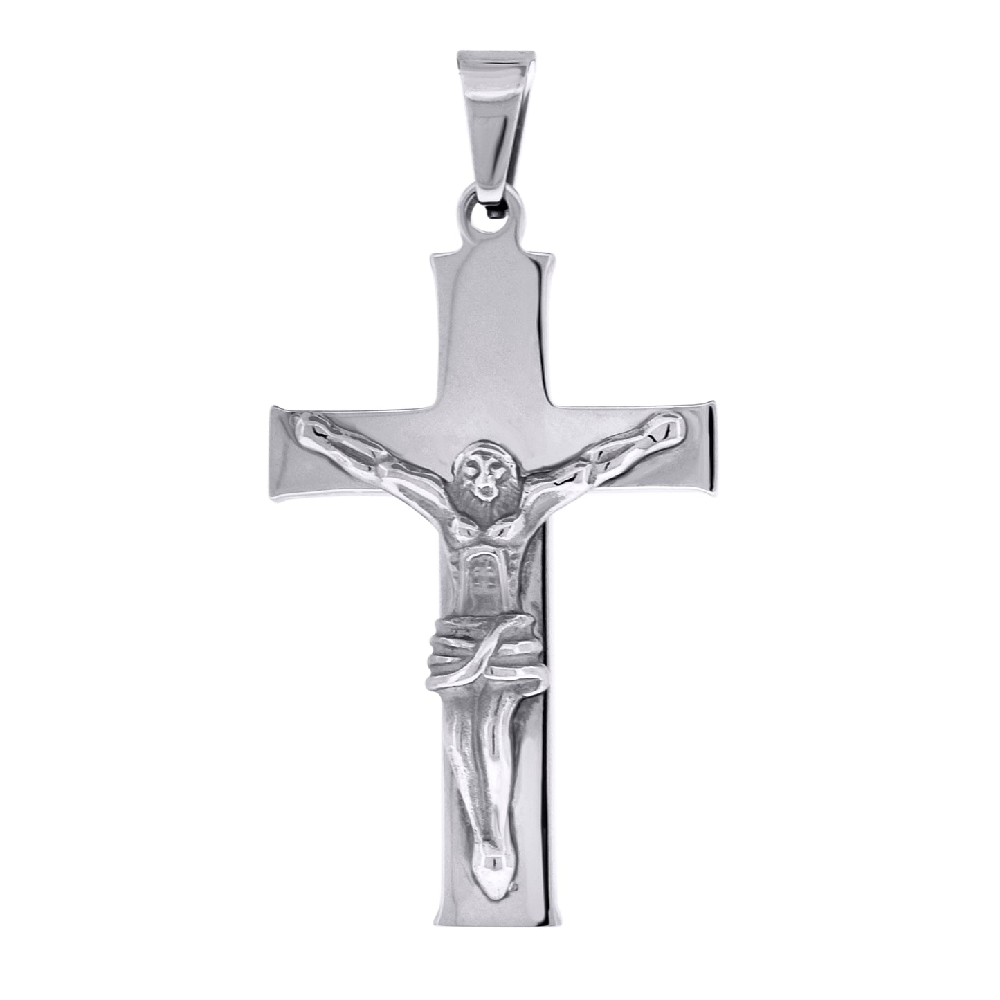 Stainless Steel Mens Cross With Crucifix Religious Charm Pendant
