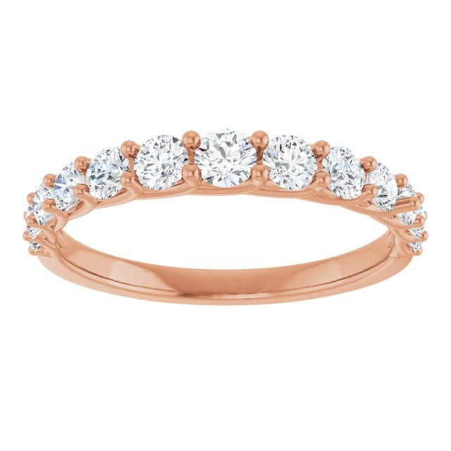 14K White Or Rose Gold Round Polished 3/4 Ctw Lab-Grown Diamond Anniversary Band, Size 7
