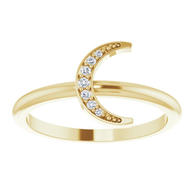 14K White Or Yellow Gold Or Sterling Silver Round Polished .04 Ctw Natural Diamond Stackable Crescent Ring, Size 7
