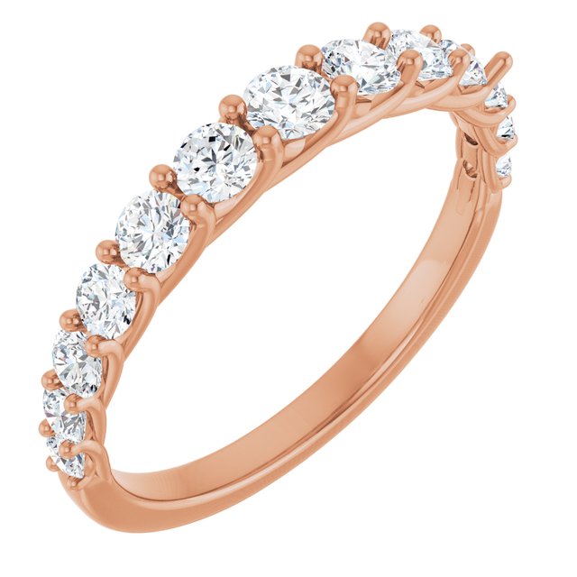 14K White Or Rose Gold Round Polished 3/4 Ctw Lab-Grown Diamond Anniversary Band, Size 7