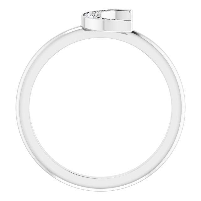 14K White Or Yellow Gold Or Sterling Silver Round Polished .04 Ctw Natural Diamond Stackable Crescent Ring, Size 7