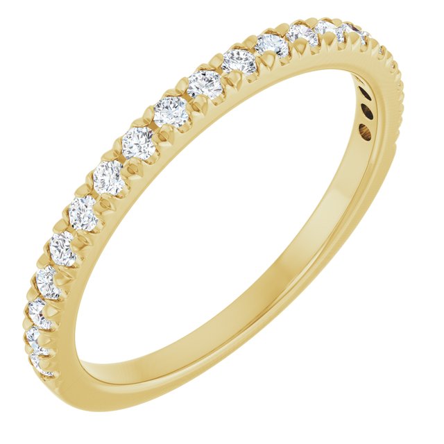 14K Yellow Or White Or Rose Gold Or Platinum Round Polished Natural Diamond French-Set Anniversary Band, Size 7
