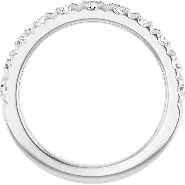 14K Yellow Or White Or Rose Gold Or Platinum Round Polished Natural Diamond French-Set Anniversary Band, Size 7
