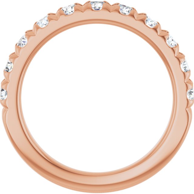 14K Yellow Or White Or Rose Gold Or Platinum Round Polished Natural Diamond French-Set Anniversary Band, Size 7