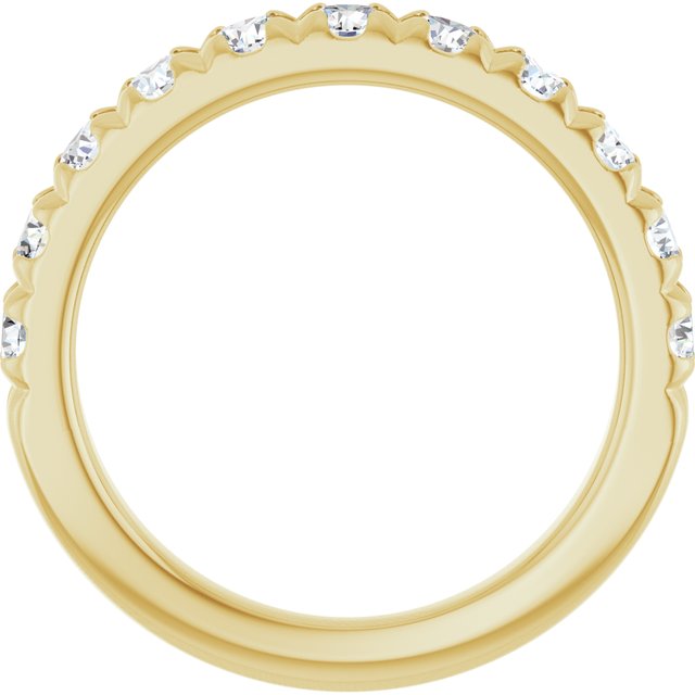 14K Yellow Or White Or Rose Gold Or Platinum Round Polished Natural Diamond French-Set Anniversary Band, Size 7