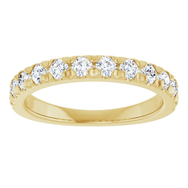 14K Yellow Or White Or Rose Gold Or Platinum Round Polished Natural Diamond French-Set Anniversary Band, Size 7