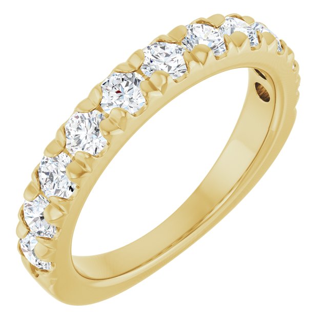 14K Yellow Or White Or Rose Gold Or Platinum Round Polished Natural Diamond French-Set Anniversary Band, Size 7
