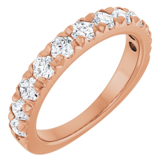 14K Yellow Or White Or Rose Gold Or Platinum Round Polished Natural Diamond French-Set Anniversary Band, Size 7