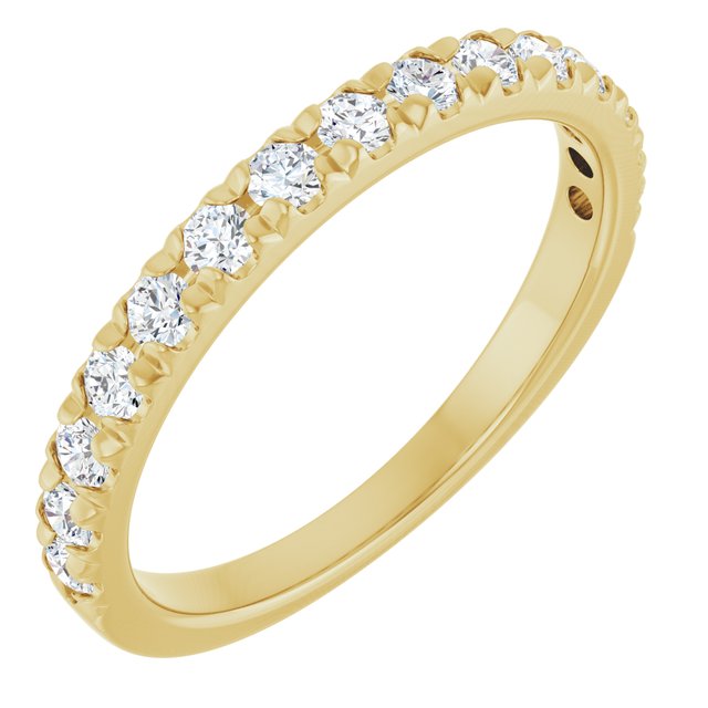 14K Yellow Or White Or Rose Gold Or Platinum Round Polished Natural Diamond French-Set Anniversary Band, Size 7