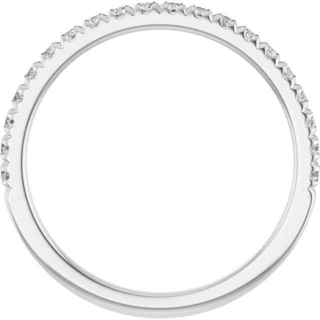 14K Yellow Or White Or Rose Gold Or Platinum Round Polished Natural Diamond French-Set Anniversary Band, Size 7
