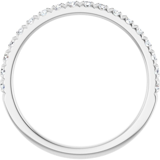 14K Yellow Or White Or Rose Gold Or Platinum Round Polished Natural Diamond French-Set Anniversary Band, Size 7