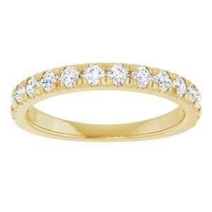14K Yellow Gold Round 2.25 Mm Polished 5/8 Ctw Lab-Grown Diamond French-Set Anniversary Band Size 7