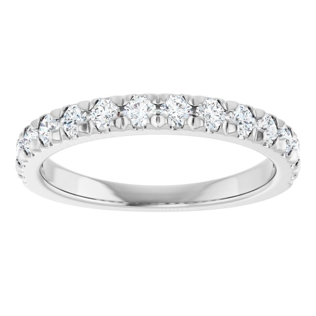 14K Yellow Or White Gold Or Platinum Round Polished Lab-Grown Diamond French-Set Anniversary Band, Size 7
