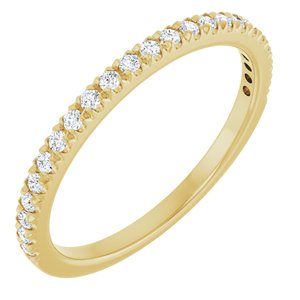 14K Yellow Gold Round 1.3 Mm Polished 1/4 Ctw Lab-Grown Diamond French-Set Anniversary Band Size 7