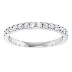 14K White Gold Round 1.7 Mm Polished 1/3 Ctw Lab-Grown Diamond French-Set Anniversary Band Size 7