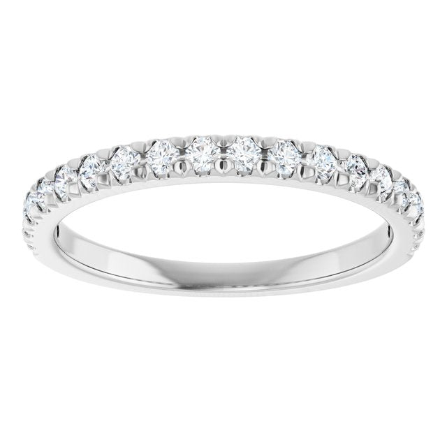 14K Yellow Or White Or Rose Gold Or Platinum Round Polished Natural Diamond French-Set Anniversary Band, Size 7