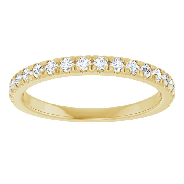 14K Yellow Or White Or Rose Gold Or Platinum Round Polished Natural Diamond French-Set Anniversary Band, Size 7