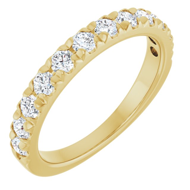 14K Yellow Or White Or Rose Gold Or Platinum Round Polished Natural Diamond French-Set Anniversary Band, Size 7