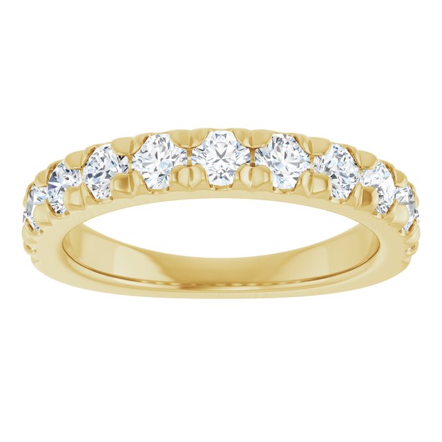 14K Yellow Or White Or Rose Gold Or Platinum Round Polished Natural Diamond French-Set Anniversary Band, Size 7