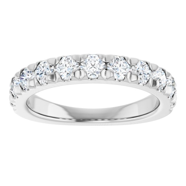 14K Yellow Or White Or Rose Gold Or Platinum Round Polished Natural Diamond French-Set Anniversary Band, Size 7
