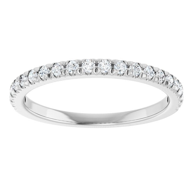 14K Yellow Or White Or Rose Gold Or Platinum Round Polished Natural Diamond French-Set Anniversary Band, Size 7