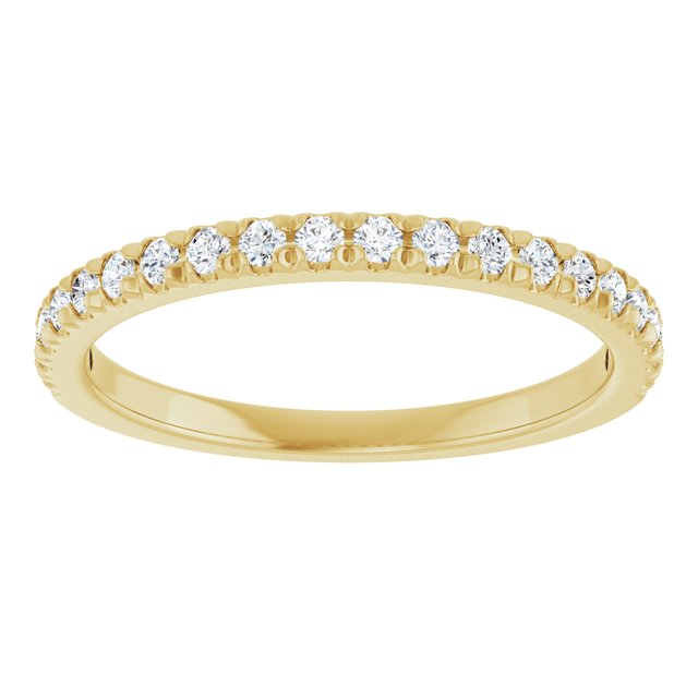 14K Yellow Or White Or Rose Gold Or Platinum Round Polished Natural Diamond French-Set Anniversary Band, Size 7