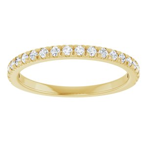 14K Yellow Gold Round 1.5 Mm Polished 1/4 Ctw Lab-Grown Diamond French-Set Anniversary Band Size 7